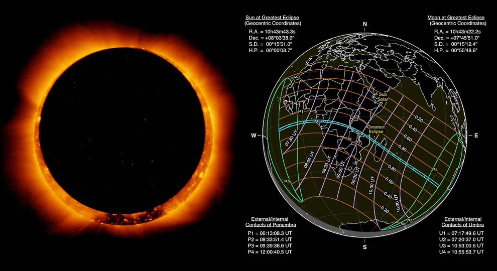 El eclipse solar se verá desde las selvas de África y parcialmente en Canarias