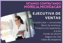 Solicitamos Ejecutiva de Ventas en Michoacán