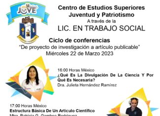 Ciclo de conferencias“De proyecto de investigación a artículo publicable”Miércoles 22 de Marzo 2023