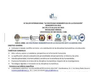 IX TALLER INTERNACIONAL “LA DISCIPLINAS HUMANÍSTICAS EN LA EDUCACIÓN” UNIVERSIDAD DE MATANZAS, CUBA