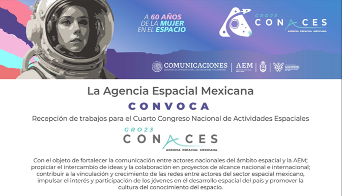 ¡Participa con tu trabajo en el Cuarto Congreso Nacional de Actividades Espaciales CONACES 2023!