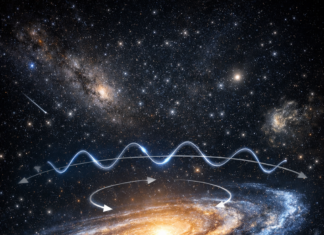 La danza invisible del cosmos: el bamboleo galáctico y el zurcido profundo del universo.