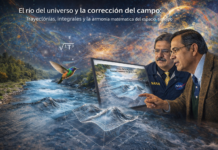El río del universo y la corrección del campo: trayectorias, integrales y la armonía matemática del espacio-tiempo.