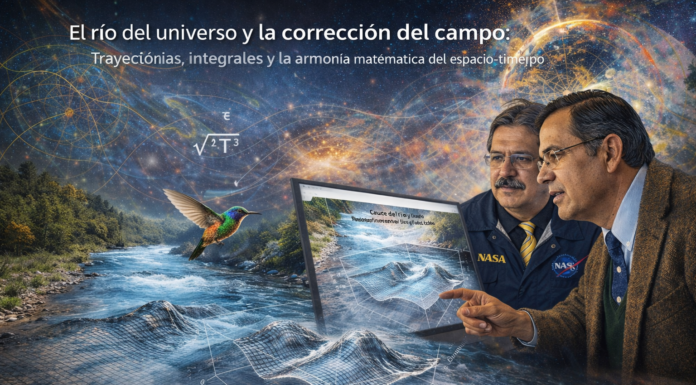 El río del universo y la corrección del campo: trayectorias, integrales y la armonía matemática del espacio-tiempo.