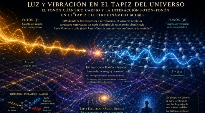 Luz y vibración en el tejido del universo: el fonón Carpio y la interacción fotón–fonón en el tapiz electrodinámico Bulnes.