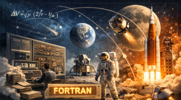 FORTRAN y la conquista de la Luna: cuando los algoritmos calcularon el camino hacia el cosmos.