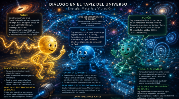 El Diálogo del Cosmos: el electrón, el fotón y el fonón en el Tapiz Electrodinámico del Universo.