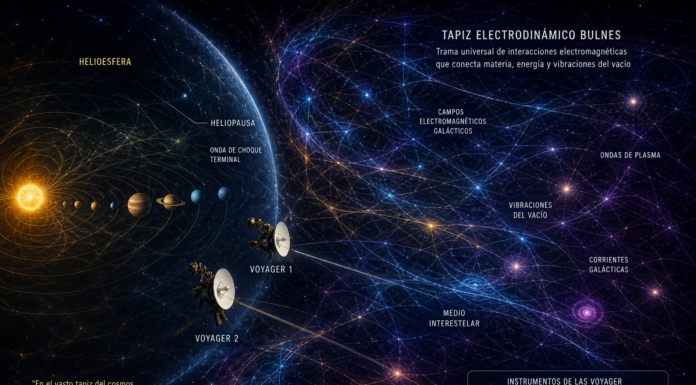 “Voyager y el horizonte del cosmos: exploración del espacio interestelar y el posible encuentro con el tapiz electrodinámico Bulnes”.