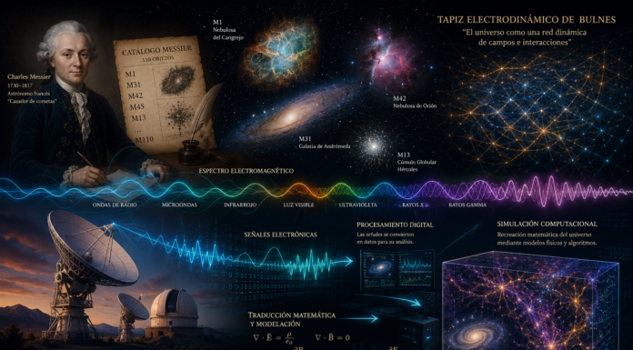 “Del Cielo Profundo a la Simulación Matemática: Messier, el Tapiz Electrodinámico y la Arquitectura Informacional del Universo”.