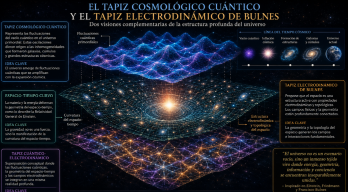 Del Vacío Primordial al Tapiz del Universo: Los Primeros Minutos de la Creación, el Surgimiento del Tapiz Cosmológico Cuántico y el Tapiz Electrodinámico de Bulnes.
