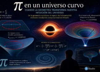 Cuando la relación entre perímetro y diámetro deja de ser constante: un viaje por la geometría del espacio curvo y el universo de Einstein mediante simulación computacional en RStudio.