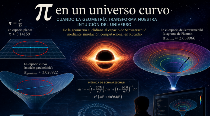 Cuando la relación entre perímetro y diámetro deja de ser constante: un viaje por la geometría del espacio curvo y el universo de Einstein mediante simulación computacional en RStudio.
