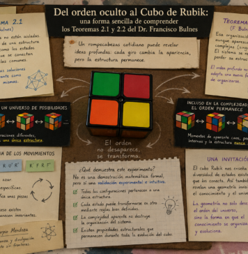 Del orden oculto a la geometría del conocimiento: una demostración lúdica de los Teoremas 2.1 y 2.2 del Dr. Francisco Bulnes mediante un Cubo de Rubik 2×2 y su simulación matemática computacional.