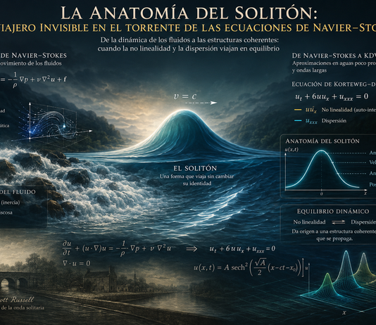 La anatomía del solitón: el viajero invisible en el torrente de las ecuaciones de Navier–Stokes.