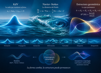 TRES MIRADAS, UNA ESTRUCTURA. De la dinámica solitónica a la huella geométrica: KdV, Navier–Stokes, cohomología y sucesiones exactas