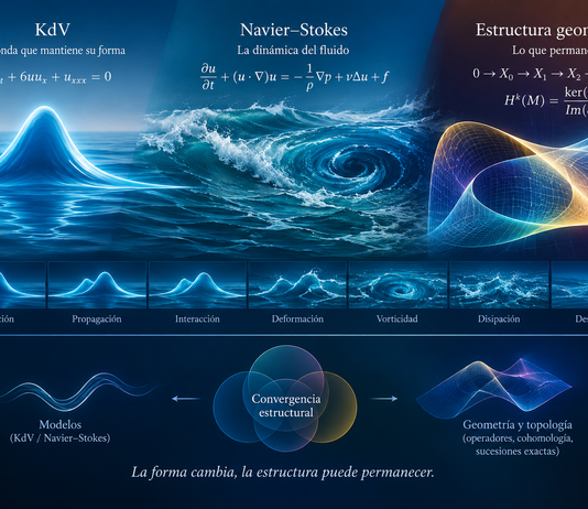 TRES MIRADAS, UNA ESTRUCTURA. De la dinámica solitónica a la huella geométrica: KdV, Navier–Stokes, cohomología y sucesiones exactas